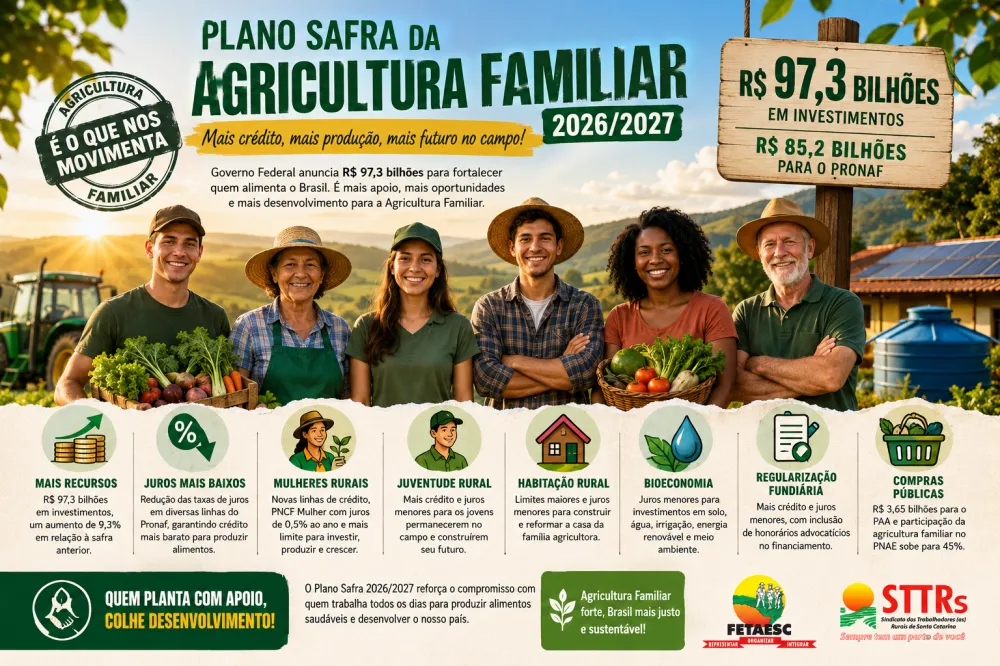 Plano Safra da Agricultura Familiar 2026/2027 amplia investimentos